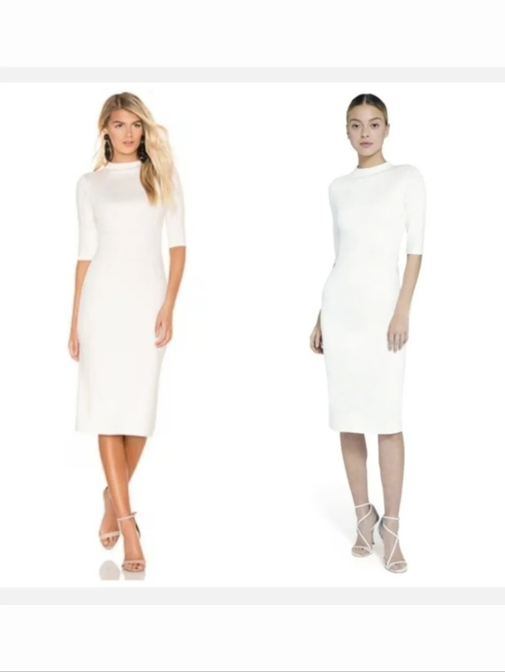 Alice + Olivia Delora Fitted Mock Neck Dress in Off White Size 8 - Picture 10 of 13
